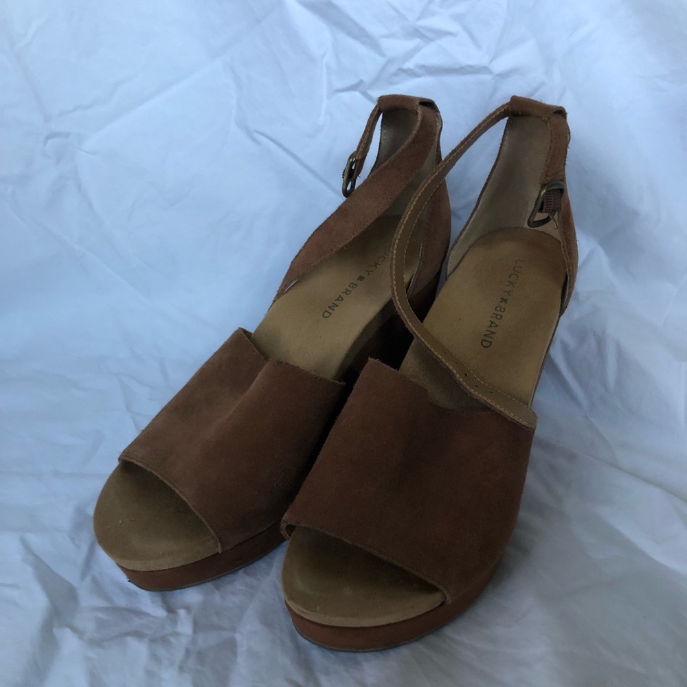 Lucky brand brown suede wedges